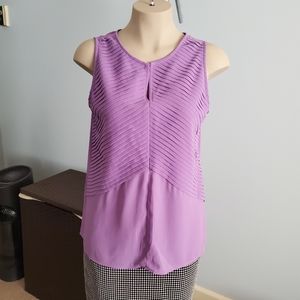 The Limited Sleeveless Pleated Top, Purple, Medium